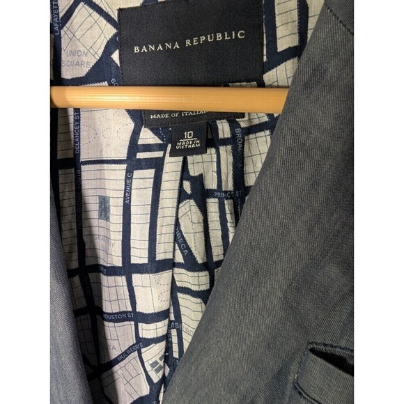 Banana Republic Sz 10 Women Blazer Blue Italian Fabric Career Casual Jacket 113 - Picture 3 of 8